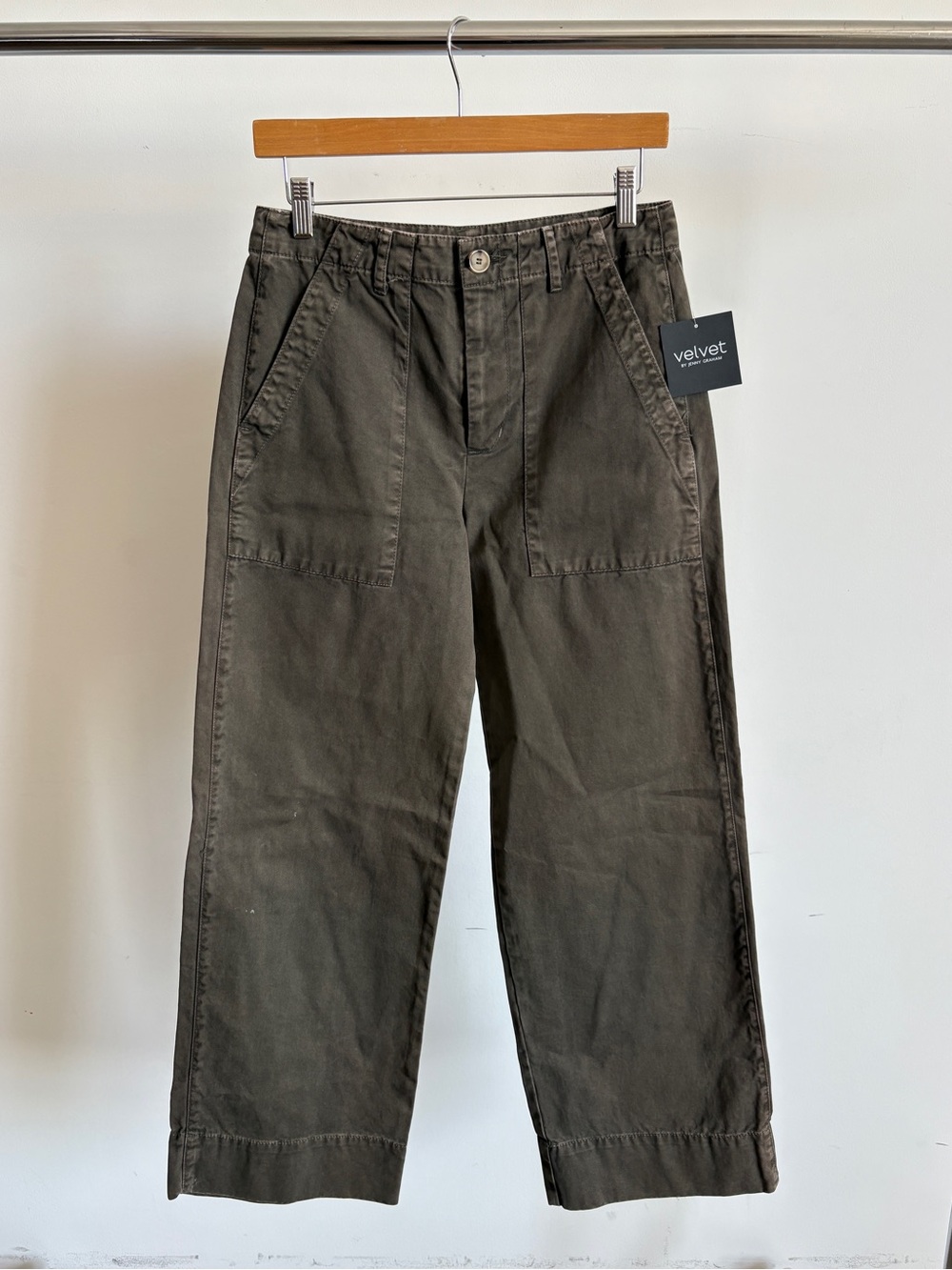 NWT Velvet by Jenny Graham "Ventura” Cotton Wide Leg Pant in Pine Sz Small